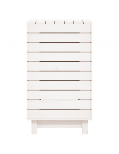 Cesto per Bucato Bianco 44x44x76 cm Legno Massello Pino