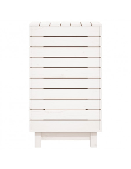 Cesto per Bucato Bianco 44x44x76 cm Legno Massello Pino