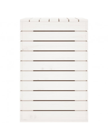 Cesto per Bucato Bianco 88,5x44x66 cm Legno Massello Pino