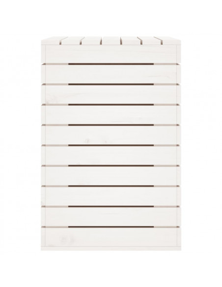 Cesto per Bucato Bianco 88,5x44x66 cm Legno Massello Pino