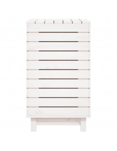 Cesto per Bucato Bianco 88,5x44x76 cm Legno Massello Pino