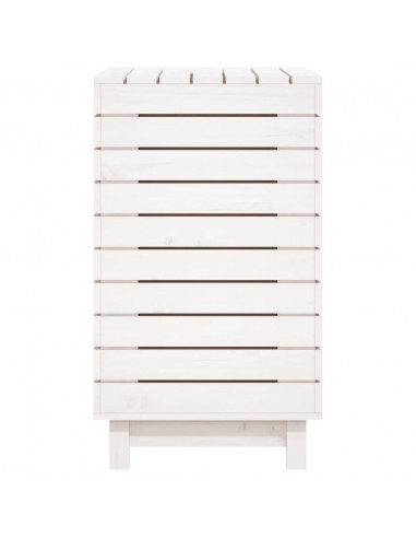 Cesto per Bucato Bianco 88,5x44x76 cm Legno Massello Pino