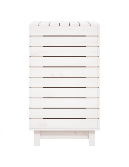 Cesto per Bucato Bianco 88,5x44x76 cm Legno Massello Pino