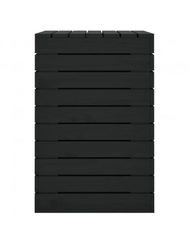 Cesto per Bucato Nero 88,5x44x66 cm Legno Massello Pino