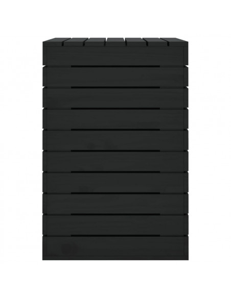 Cesto per Bucato Nero 88,5x44x66 cm Legno Massello Pino