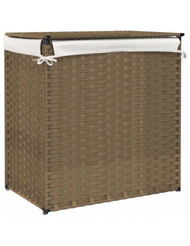 Cesto Portabiancheria con 2 Sezioni 53x35x57 cm Polyrattan