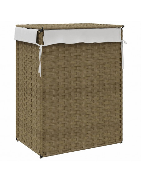 Cesto Portabiancheria con Coperchio 46x33x60 cm Polyrattan