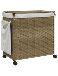 Cesto Portabiancheria con Ruote 60x35x60,5 cm Rattan