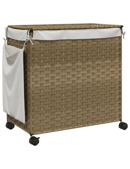 Cesto Portabiancheria con Ruote 60x35x60,5 cm Rattan