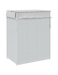 Cesto Portabiancheria Coperchio Bianco 46x33x60 cm Polyrattan
