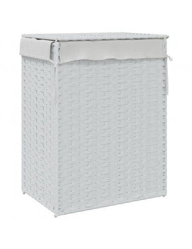 Cesto Portabiancheria Coperchio Bianco 46x33x60 cm Polyrattan
