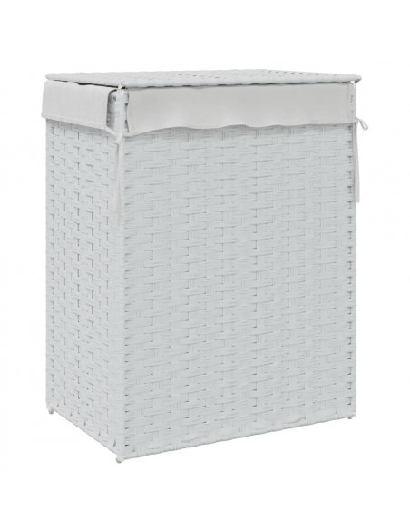 Cesto Portabiancheria Coperchio Bianco 46x33x60 cm Polyrattan
