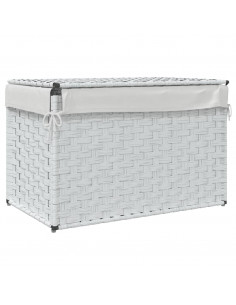 Cesto Portabiancheria Coperchio Bianco 55,5x35x34 cm Polyrattan