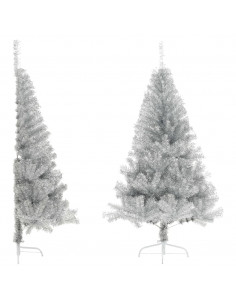 Albero di Natale a Metà con Supporto Argento 150 cm PET 2