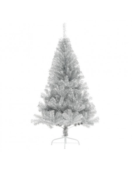 Albero di Natale a Metà con Supporto Argento 150 cm PET