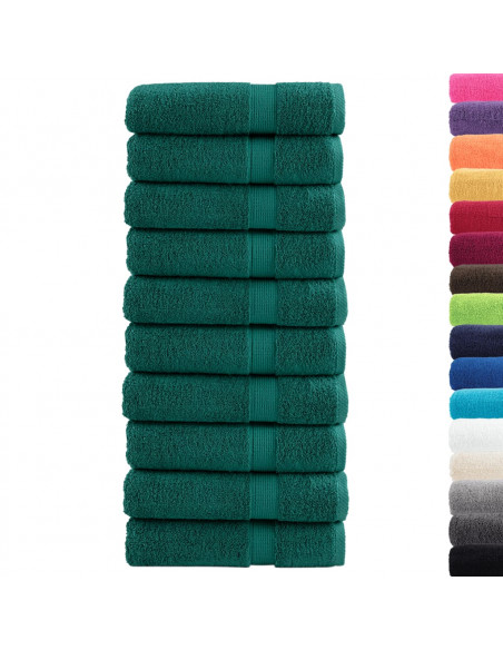 Asciugamani da Doccia 10 pz Verdi 70x140cm 600 g/m² 100% Cotone