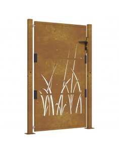 Cancello da Giardino 105x130 cm in Acciaio Corten Design Erba 2