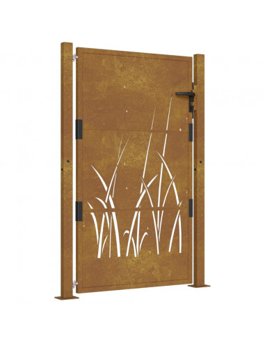 Cancello da Giardino 105x130 cm in Acciaio Corten Design Erba
