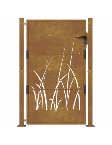 Cancello da Giardino 105x130 cm in Acciaio Corten Design Erba