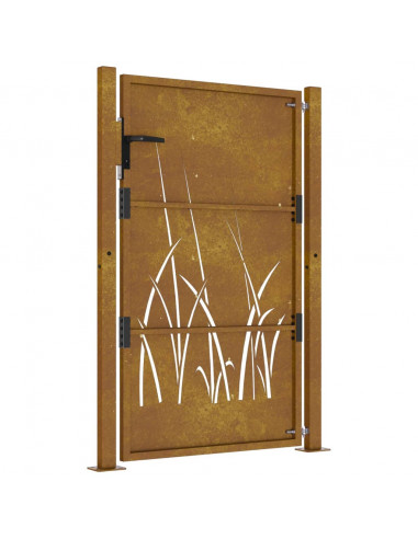 Cancello da Giardino 105x130 cm in Acciaio Corten Design Erba