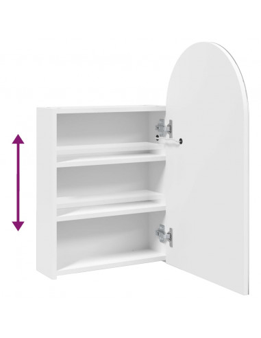 Armadietto Bagno con Specchio e LED ad Arco Bianco 42x13x70 cm