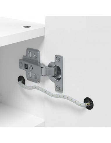 Armadietto Bagno con Specchio e LED ad Arco Bianco 42x13x70 cm