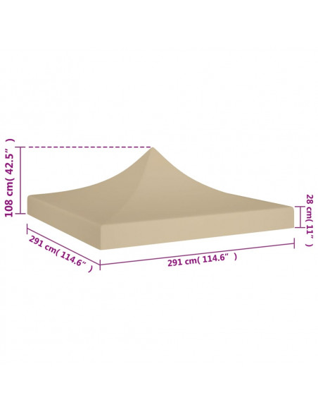 Tetto per Tendone per Feste 3x3 m Beige 270 g/m²