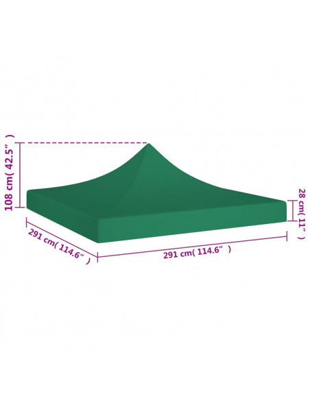 Tetto per Tendone per Feste 3x3 m Verde 270 g/m²