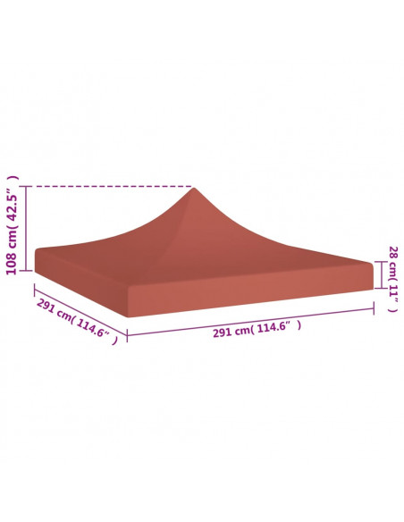 Tetto per Tendone per Feste 3x3 m Terracotta 270 g/m²