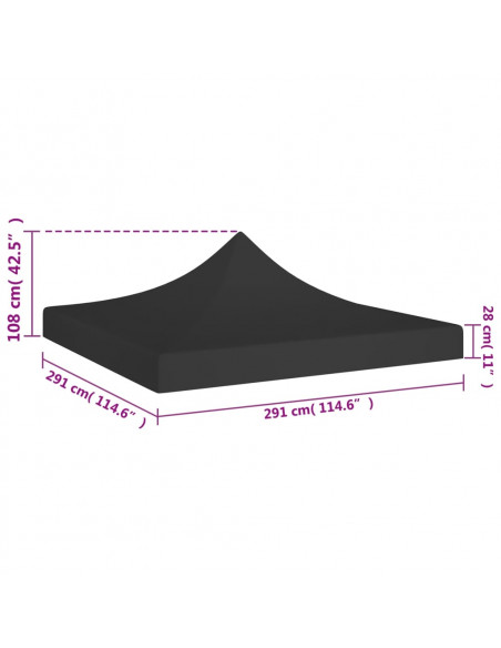 Tetto per Tendone per Feste 3x3 m Nero 270 g/m²