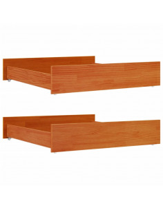 Cassetti per Letto 2pz Marrone Cera in Legno Massello di Pino 2