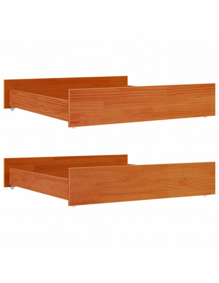Cassetti per Letto 2pz Marrone Cera in Legno Massello di Pino