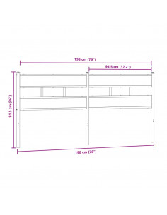 Testiera Rovere Sonoma 193 cm in Ferro e Legno Multistrato