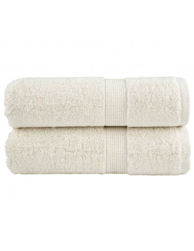 Asciugamani per Ospiti 2 pz Crema 30x50 cm 600 g/m² 100% Cotone