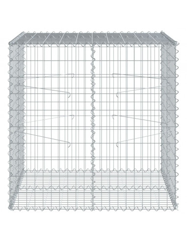 Cesto Gabbione con Copertura 100x100x100 cm in Ferro Zincato