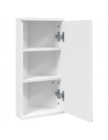 Armadietto Angolare con Specchio da Bagno Bianco 30x24x60 cm
