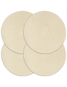 Tovagliette 4 pz Naturale Neutro 38 cm Rotonde in Cotone 2