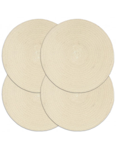 Tovagliette 4 pz Naturale Neutro 38 cm Rotonde in Cotone