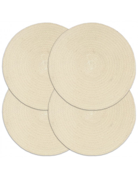 Tovagliette 4 pz Naturale Neutro 38 cm Rotonde in Cotone