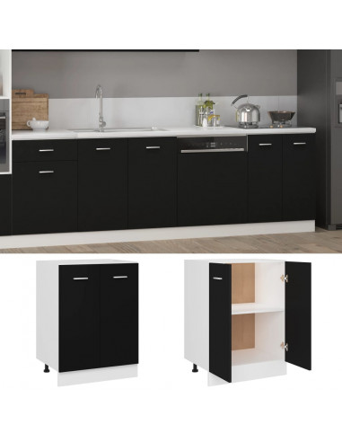 Armadio Inferiore Nero 60x46x81,5 cm in Legno Multistrato