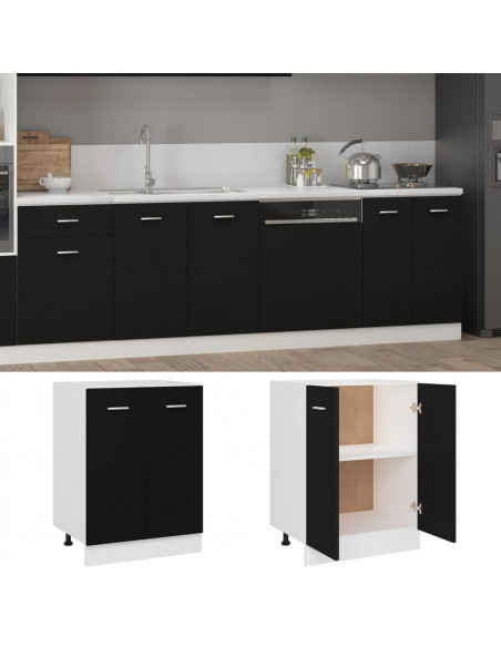 Armadio Inferiore Nero 60x46x81,5 cm in Legno Multistrato