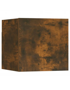 Armadietti TV Montati a Parete 4pz Rovere Fumo 30,5x30x30 cm 2