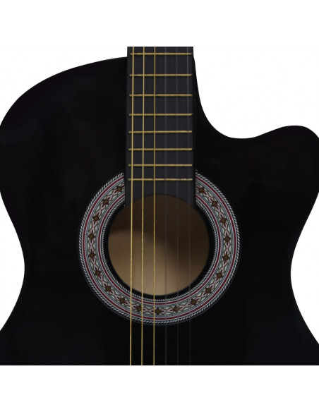 Chitarra Classica Cutaway Western con 6 Corde Nera 38"