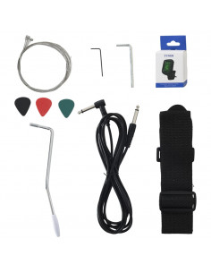 Chitarra Elettrica Principianti e Custodia Marrone Nera 4/4 39"