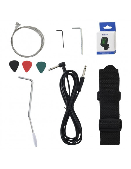 Chitarra Elettrica Principianti e Custodia Marrone Nera 4/4 39"
