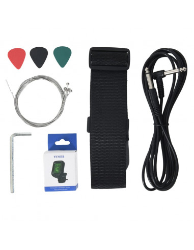 Chitarra Elettrica Principianti e Custodia Marrone Nera 4/4 39"
