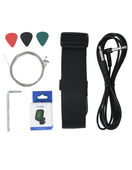 Chitarra Elettrica Principianti e Custodia Marrone Nera 4/4 39"