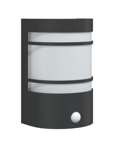 Applique da Esterno con Sensore Nera in Acciaio Inossidabile