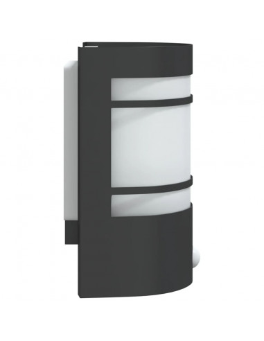 Applique da Esterno con Sensore Nera in Acciaio Inossidabile