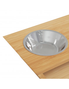 Ciotole per Cani Rialzate 35,5x18x10,5 cm in Bambù